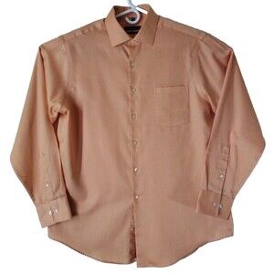 Geoffrey Beene Dress Shirt 16.5 Orange Long Sleeve No Iron Academia